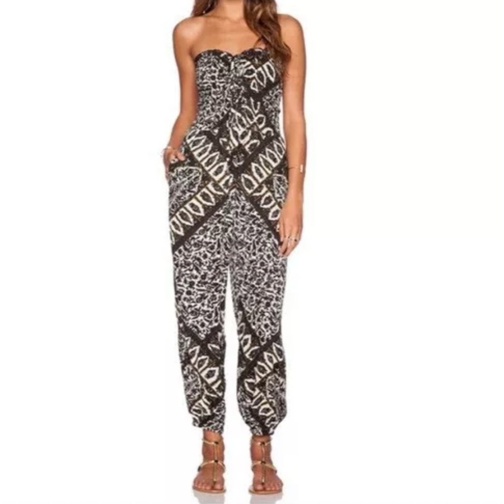 Free People Jumper - Boho Balloon Leg Jumper in Gauzy Material - S